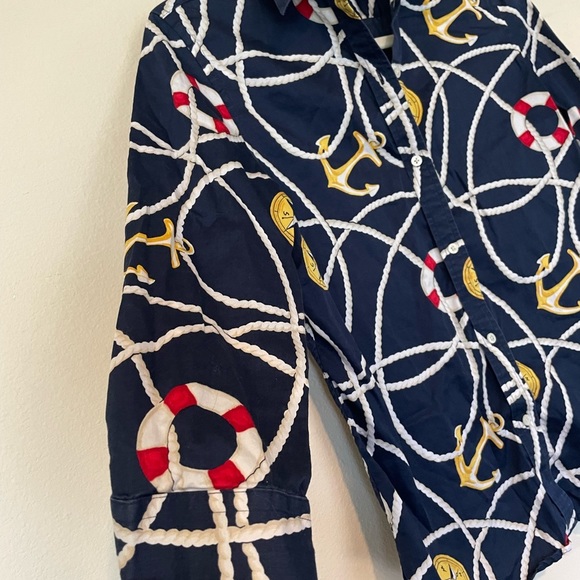 CLOSING SALE! Lauren Ralph Lauren Navy Print Blouse S Women - Picture 2 of 7